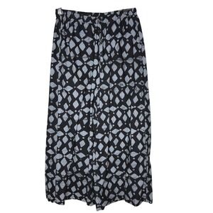 Global Mamas Blue Diamond Print‎ Wide Leg Capri Pants Size Small
